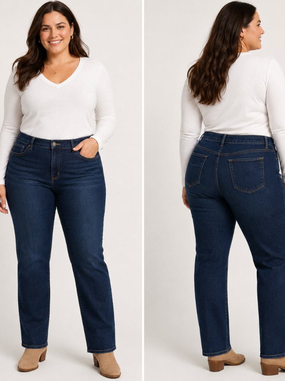 Eddie Bauer Women's Size 14 Dark Wash Straight Leg Jeans Stretch Denim